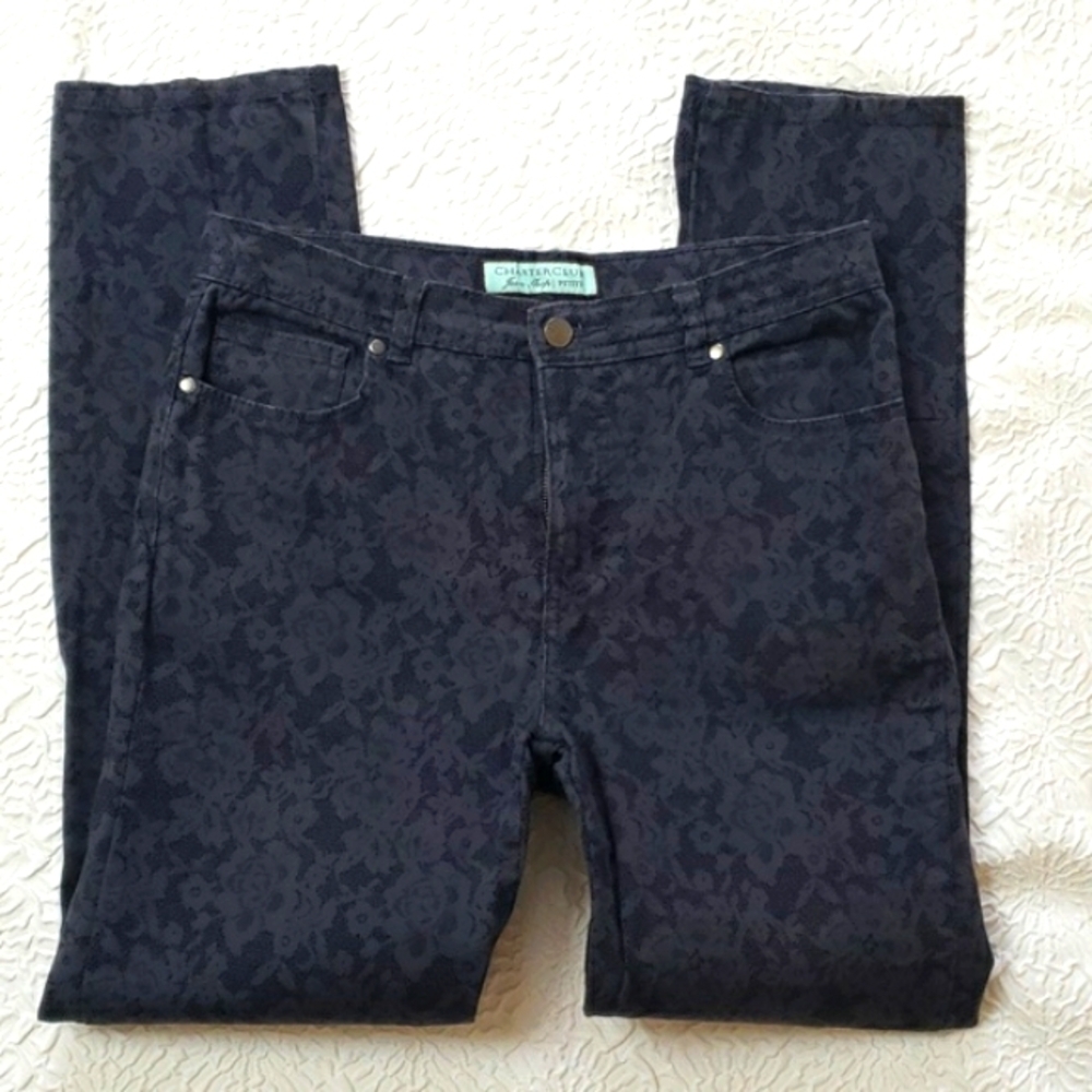 Charter Club Jean Shop Dark Blue Jacquard Skinny Ankle Jean, Size 6P